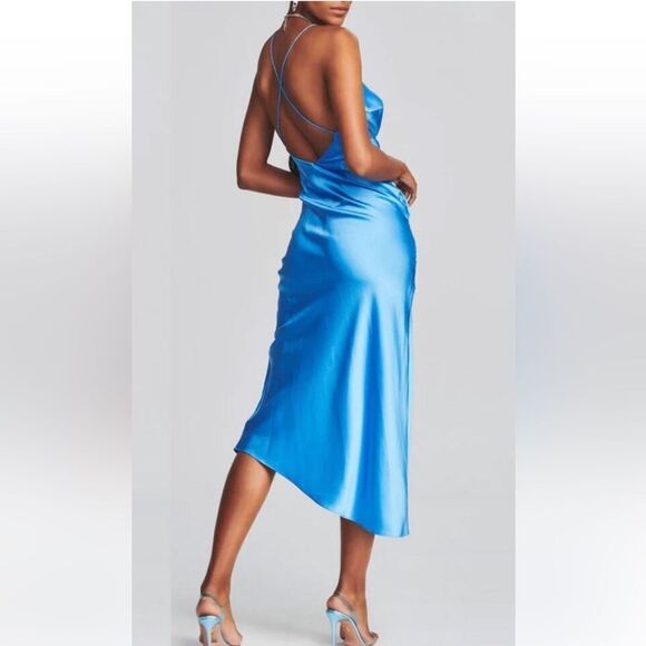 NWT Ser.O.Ya Emma Dress Marina Blue Medium Silk Revolve - Picture 5 of 15